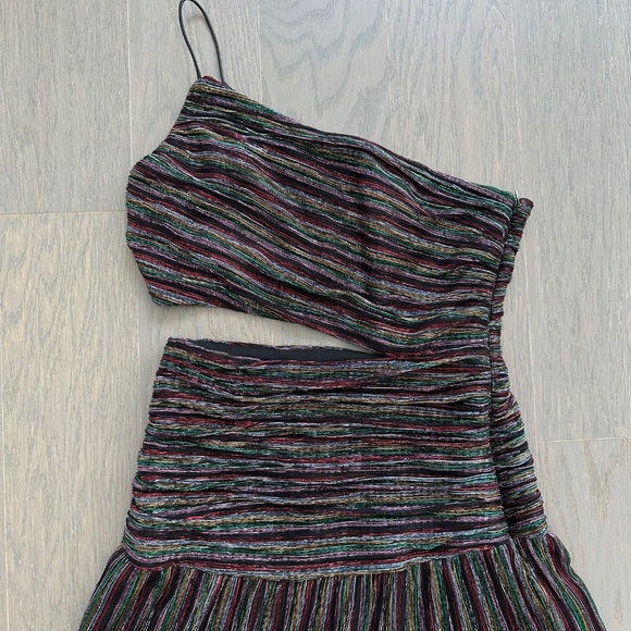 Rebecca Vallance Ronnie Gown One Shoulder Cutout Metallic Maxi Dress - US SIZE 4 - Picture 6 of 12